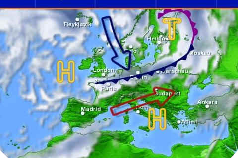 Vorhersage der Hoch- und Tiefdruckgebiete ber Europa, Klick hier